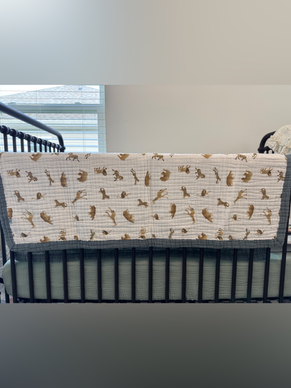 Neutral Safari Animal Baby Crib Rail Protector